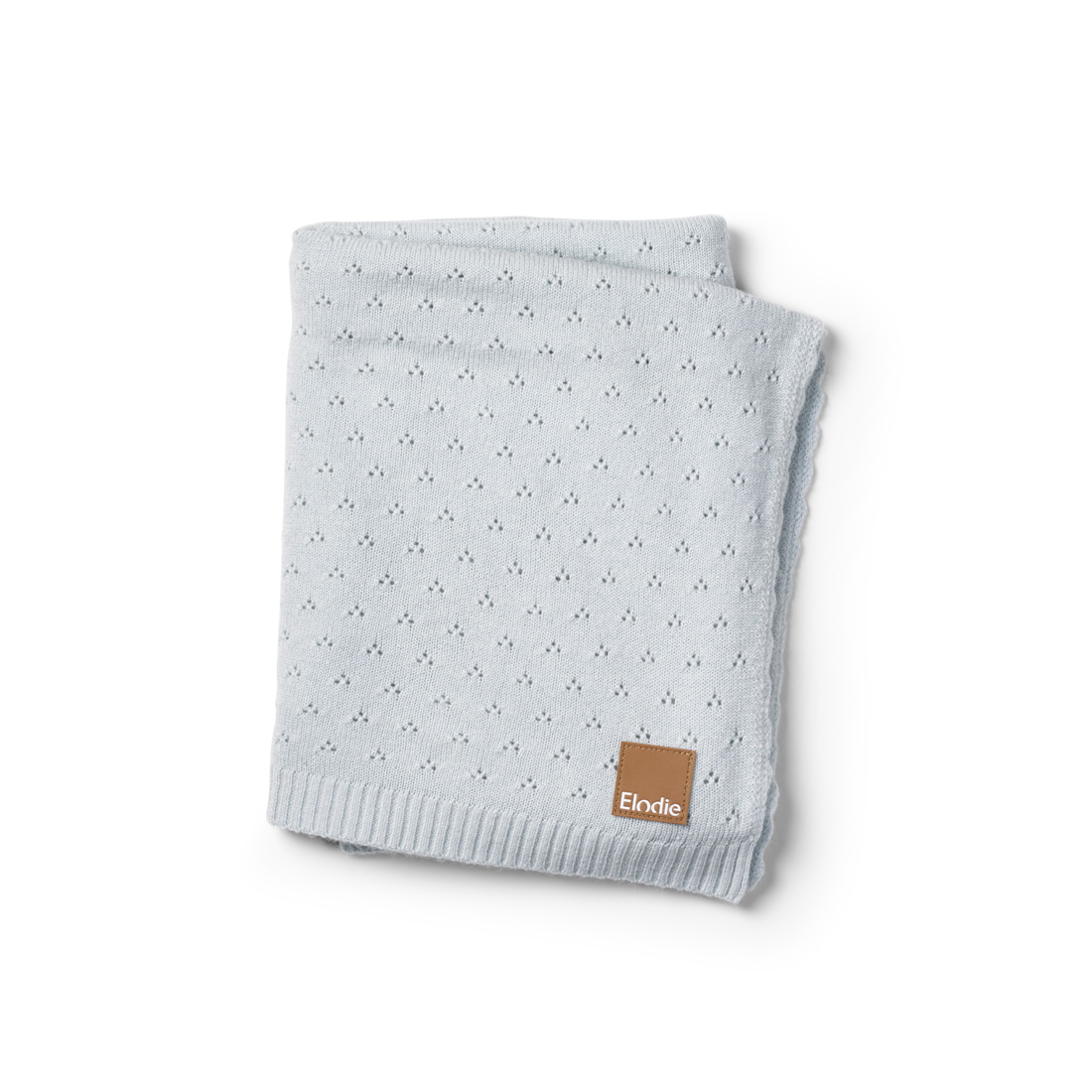 Jersey Knit Blanket wtih Blue Pointelle Border